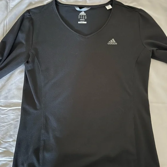 Women's Adidas CLIMALITE Long Sleeve TENNIS Golf RUNNING Warmup SHIRT Black. L - Picture 2 of 4